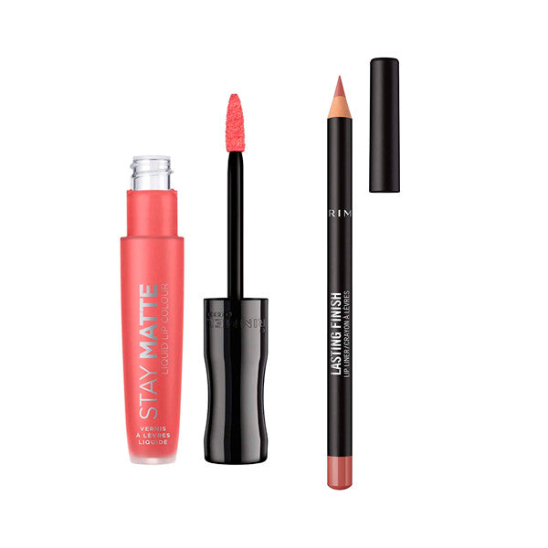 Pack Batom Líquido Stay Matte + Lápis de contorno Lasting Finish - Rimmel London : 600 Coral Sass - 2