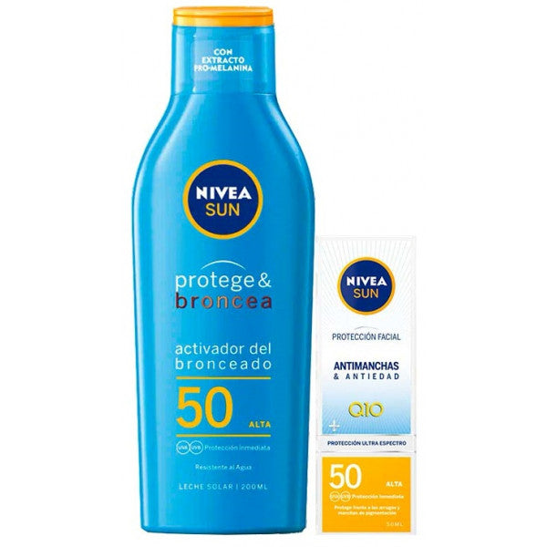 Sun Solar Milk protege e bronzeia - Nivea : SPF50 200 ml + Protección Antimanchas SPF50 50 ml - 1