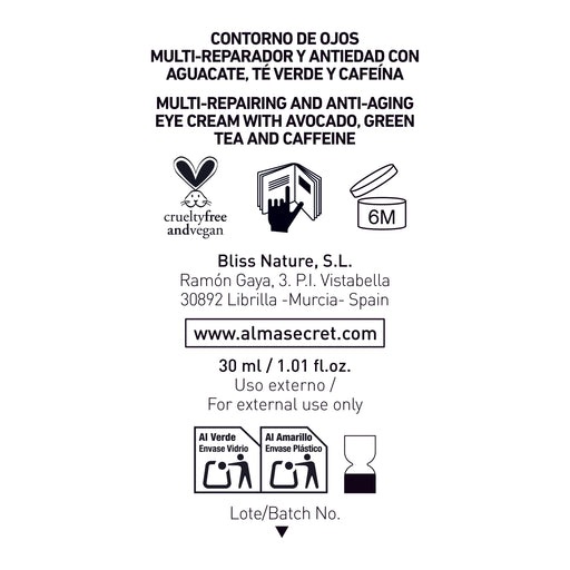 Anti-Aging Eye Contour Treatment - Abacate, Chá Verde e Cafeína - 30 ml - Alma Secret - 2