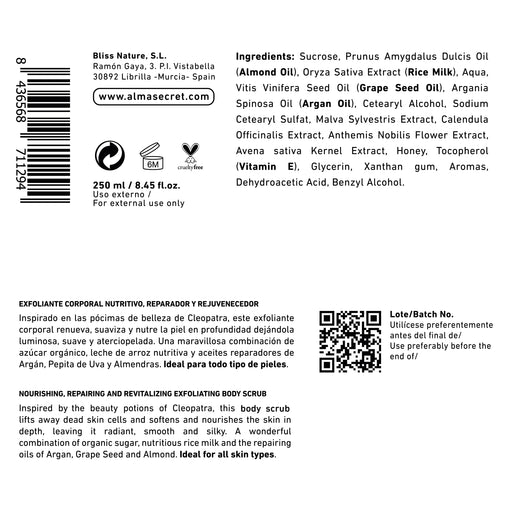Cleopatra Body Scrub - Leite de Arroz, Sândalo e Baunilha - 250 ml - Alma Secret - 2
