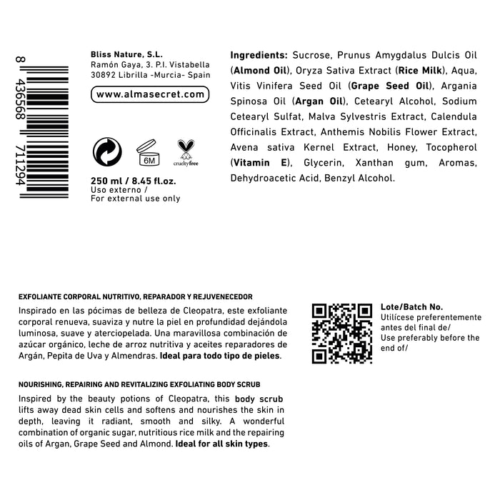 Cleopatra Body Scrub - Leite de Arroz, Sândalo e Baunilha - 250 ml - Alma Secret - 2