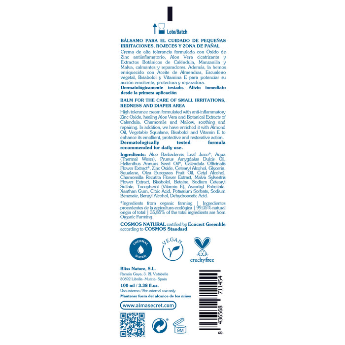 Creme para Fraldas com Óxido de Zinco, Calêndula e Aloe Vera - 100 ml - Alma Secret - 2