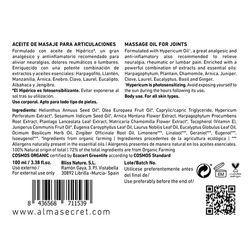 Óleo de Massagem Corporal para Articulações - Erva de São João, Zimbro, Cravo e Louro - 150 ml - Alma Secret - 2