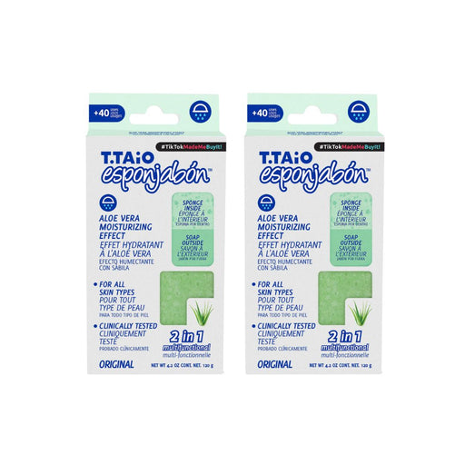 Pack de 2 EsponjaSabão: Esponja + Sabonete 2 em 1 - 120g - T.taio : 2x Aloe - 1