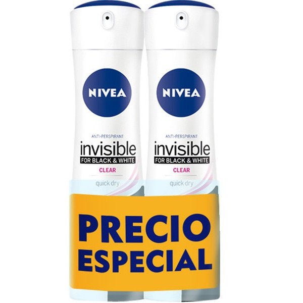 Spray Desodorante Preto e Branco Invisível Transparente - Nivea : 2 x 200ML - 1