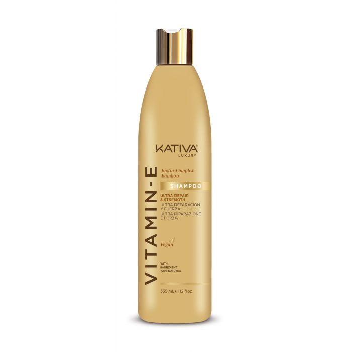 Champô de Ultra Reparação e Força com Vitamina E, Biotina e Bambu - Kativa : 355 ML - 1