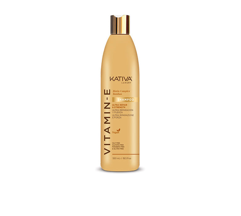 Champô de Ultra Reparação e Força com Vitamina E, Biotina e Bambu - Kativa : 550 ML - 1