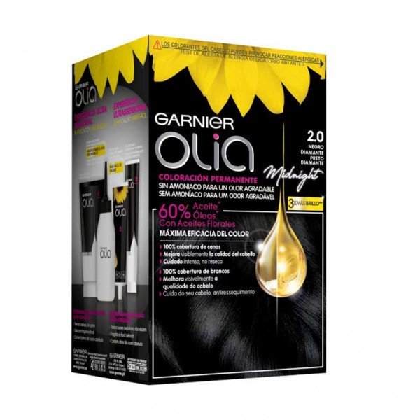 Corantes Olia - Garnier: 2.20 Negro Diamante - 2