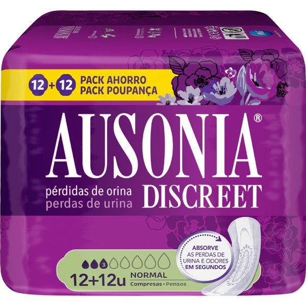 Perdas discretas normais de urina - Ausonia : 12 + 12 unidades - 1