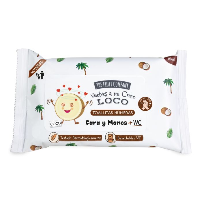 Toalhetes húmidos descartáveis para rosto e mãos - Vários Aromas - The Fruit Company : Coco - 1