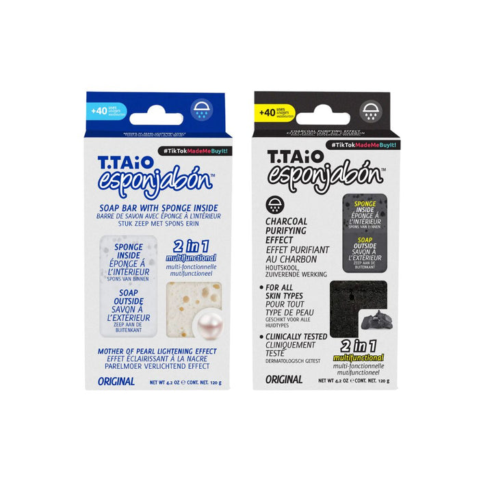 Pack de 2 EsponjaSabão: Esponja + Sabonete 2 em 1 - 120g - T.taio : Perla + Carbon - 1