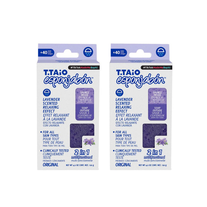 Pack de 2 EsponjaSabão: Esponja + Sabonete 2 em 1 - 120g - T.taio : 2x Lavanda - 1
