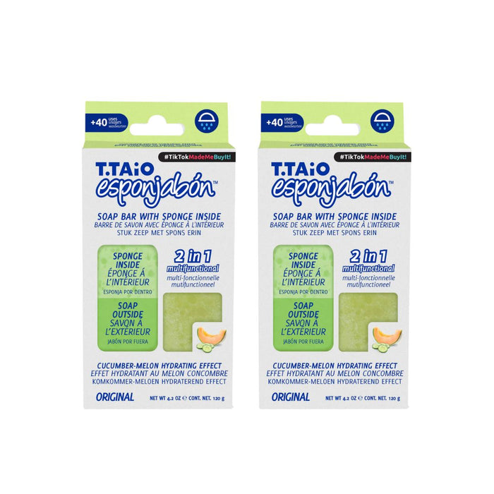 Pack de 2 EsponjaSabão: Esponja + Sabonete 2 em 1 - 120g - T.taio : 2x Pepino - 1