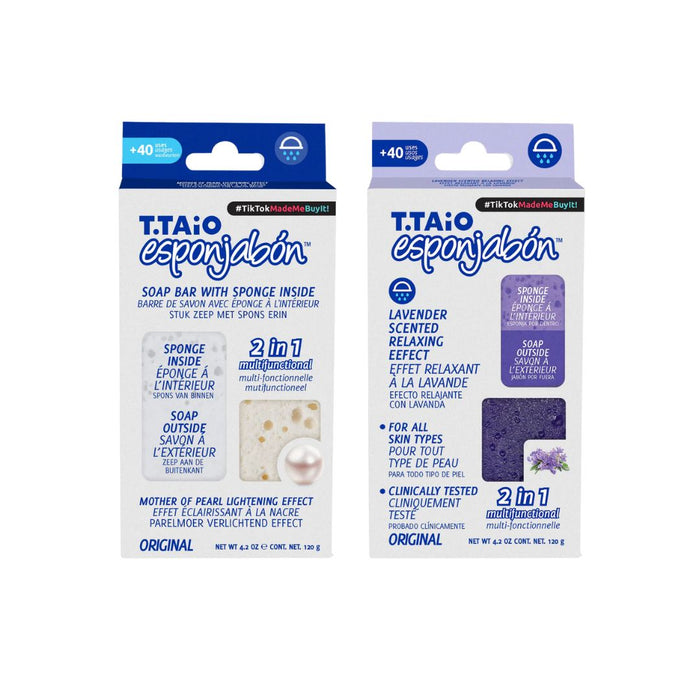 Pack de 2 EsponjaSabão: Esponja + Sabonete 2 em 1 - 120g - T.taio : Perla + Lavanda - 1