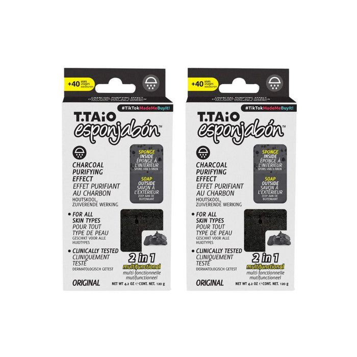 Pack de 2 EsponjaSabão: Esponja + Sabonete 2 em 1 - 120g - T.taio : 2x Carbón - 1