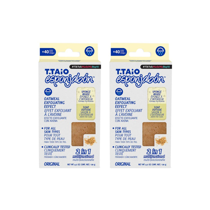 Pack de 2 EsponjaSabão: Esponja + Sabonete 2 em 1 - 120g - T.taio : 2x Avena - 1