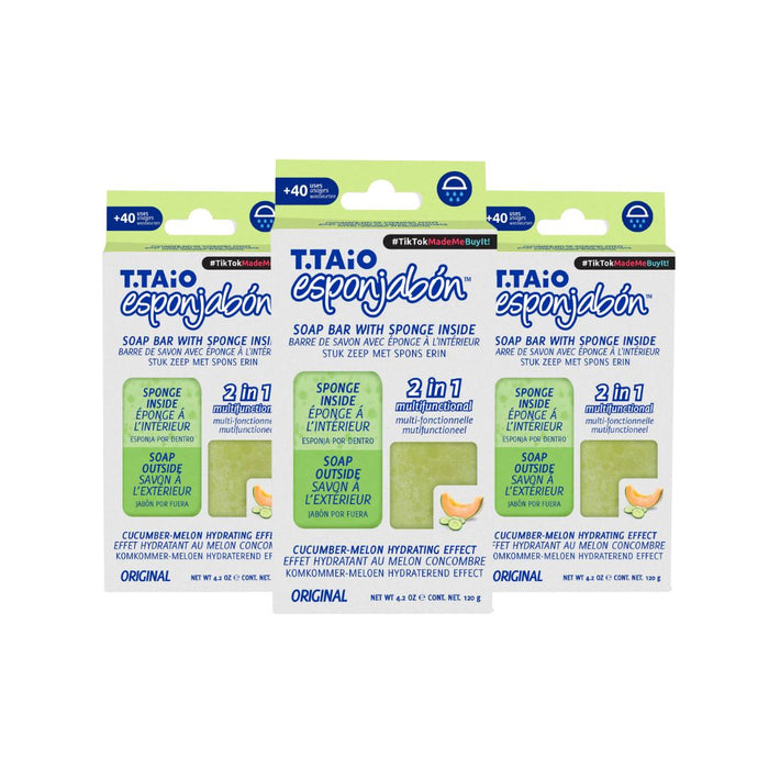 Pack de 3 EsponJabón: Esponja + Sabonete 2 em 1 - 120gr - T.taio : 3x Pepino - 1