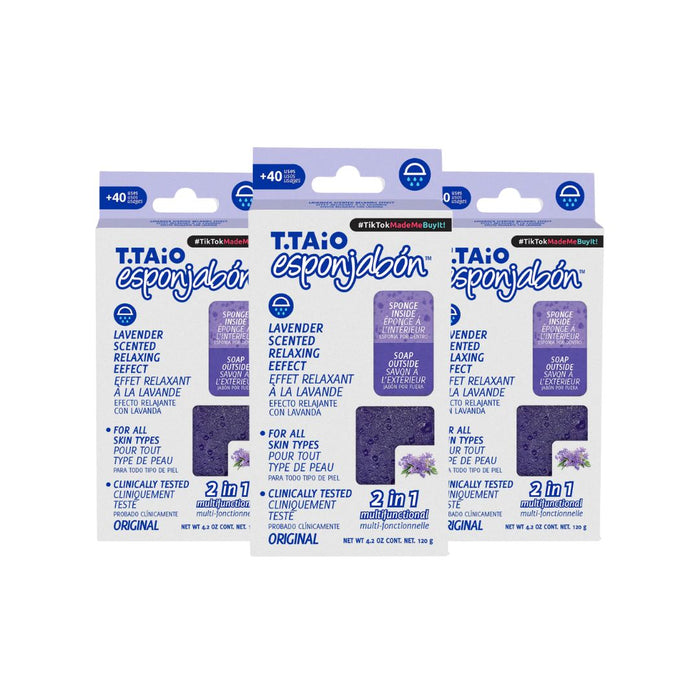 Pack de 3 EsponJabón: Esponja + Sabonete 2 em 1 - 120gr - T.taio : 3x Lavanda - 1