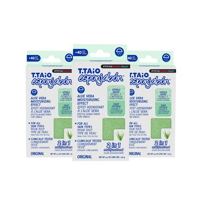 Pack de 3 EsponJabón: Esponja + Sabonete 2 em 1 - 120gr - T.taio : 3x Aloe - 1
