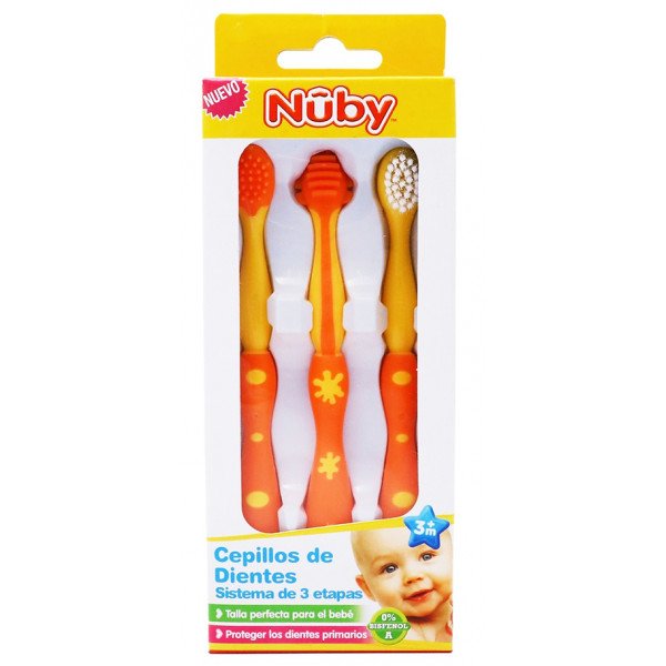 Conjunto de 3 escovas de dentes para bebês - Nuby - 1