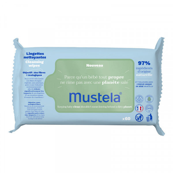 Toalhetes Ecológicos de Limpeza de Fibras Naturais - Mustela : 60 Toallitas - 1