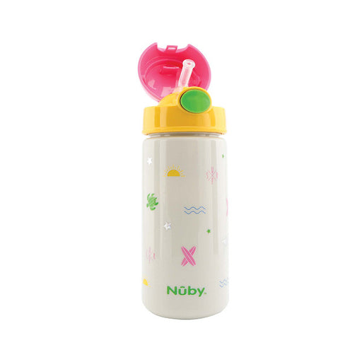 Copa com botão de pressão e surf de palha - Nuby : Rosa - 1