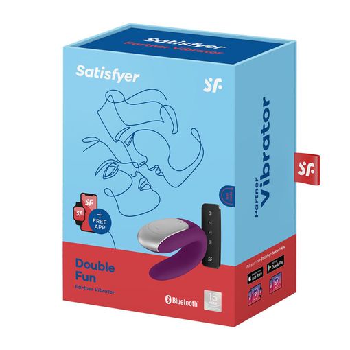 Vibrador duplo divertido para casais - Satisfyer : Morado - 1