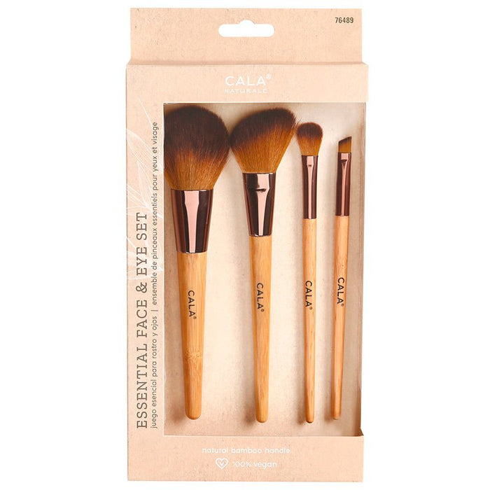 Conjunto de Brochas - Conjunto Essencial de Rosto e Olhos de Bambu Natural (4 unidades) - Cala - 1
