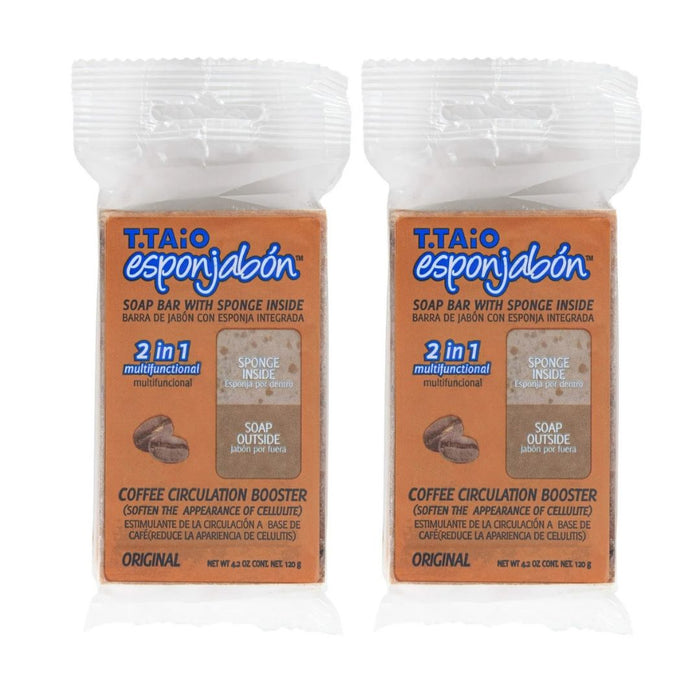Pack de 2 EsponjaSabão: Esponja + Sabonete 2 em 1 - 120g - T.taio : 2x Café - 1