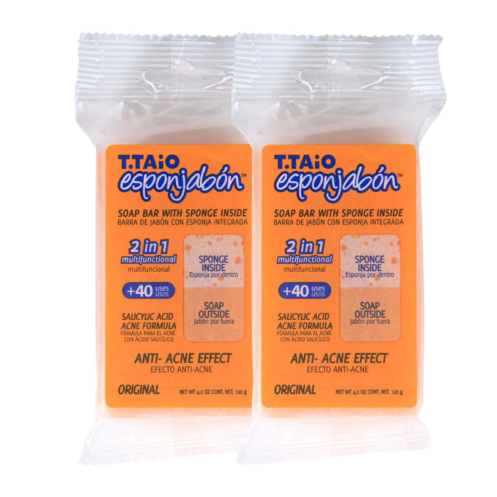 Pack de 2 EsponjaSabão: Esponja + Sabonete 2 em 1 - 120g - T.taio : 2x Original Anti Imperfecciones - 1