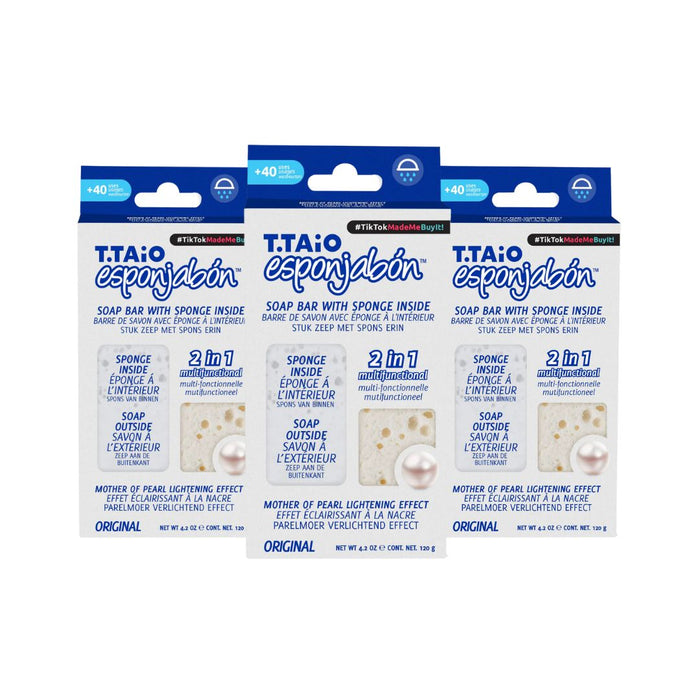 Pack de 3 EsponJabón: Esponja + Sabonete 2 em 1 - 120gr - T.taio : 3x Perla - 1