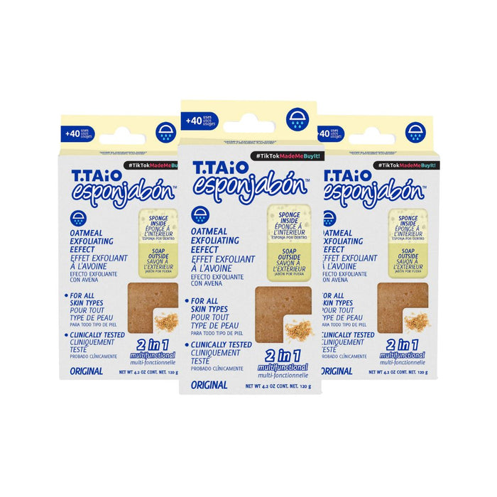 Pack de 3 EsponJabón: Esponja + Sabonete 2 em 1 - 120gr - T.taio : 3x Avena - 1
