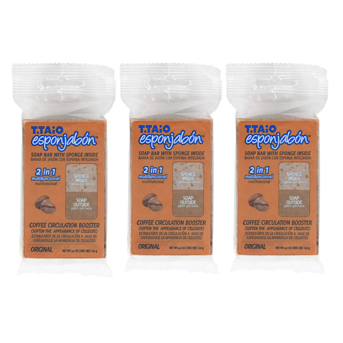Pack de 3 EsponJabón: Esponja + Sabonete 2 em 1 - 120gr - T.taio : 3x Café - 1