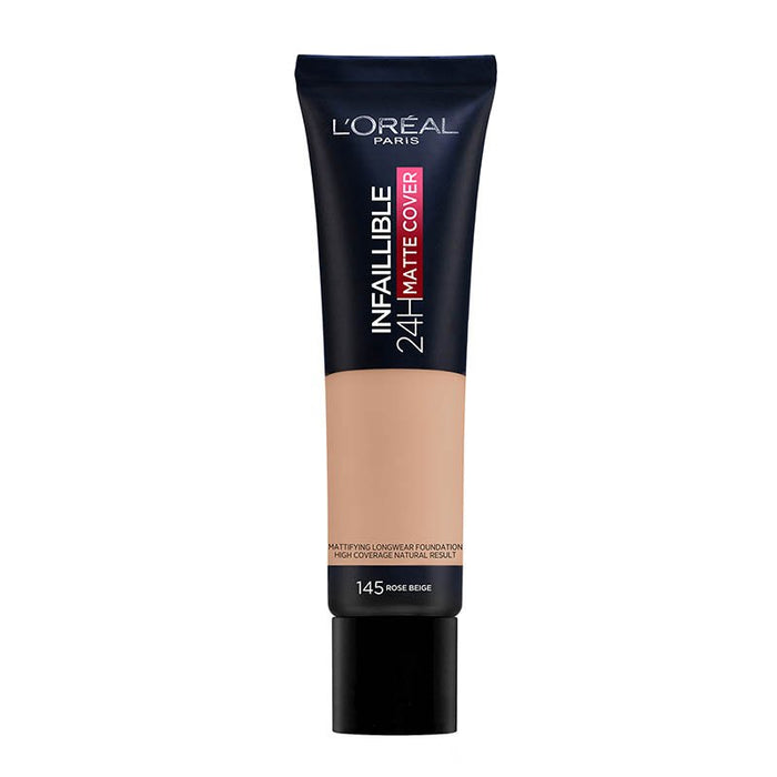 Base de maquilhagem Matte Cover de alta cobertura 30ml - L'oreal Paris: 145: Beige Rosé - 10