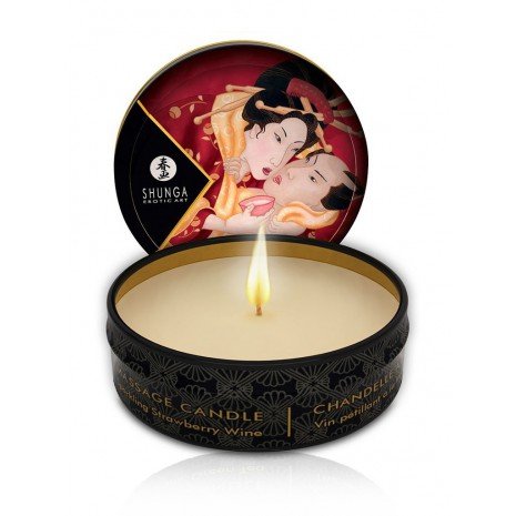 Vela de Massagem Mini Caress by Candelight Morango e Champanhe 30ml - Velas - Shunga - 1