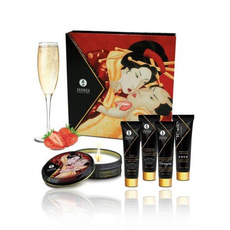 Kit Secret Geisha Fresa Champanhe - Kits - Shunga - 1