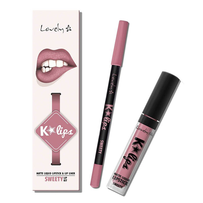 Lipliner + Batom Líquido K-lábios - Lovely : set K Lips 1 - 1