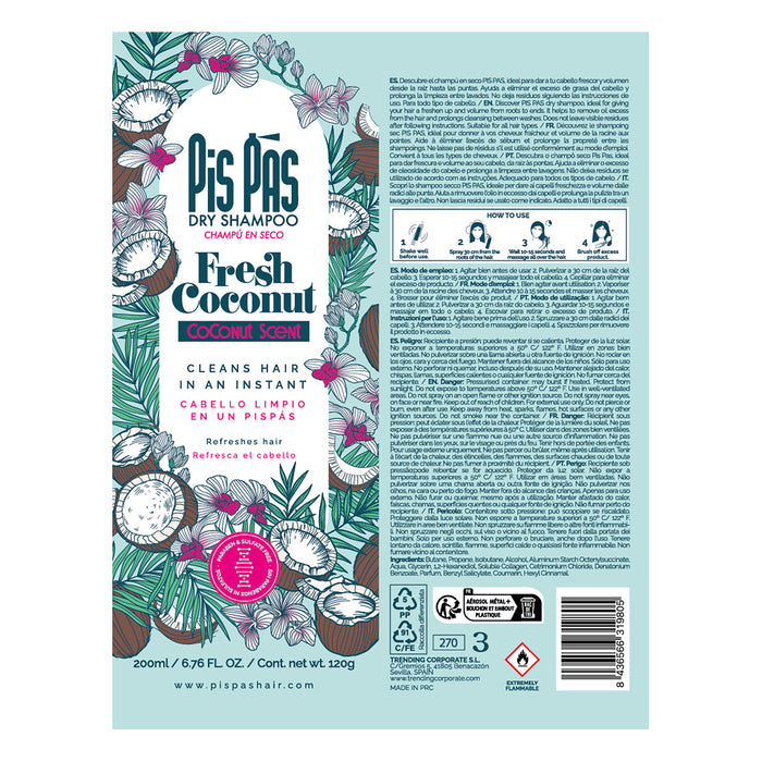Shampoo a Seco Fresh Coconut 200ml - Pis Pas - 2