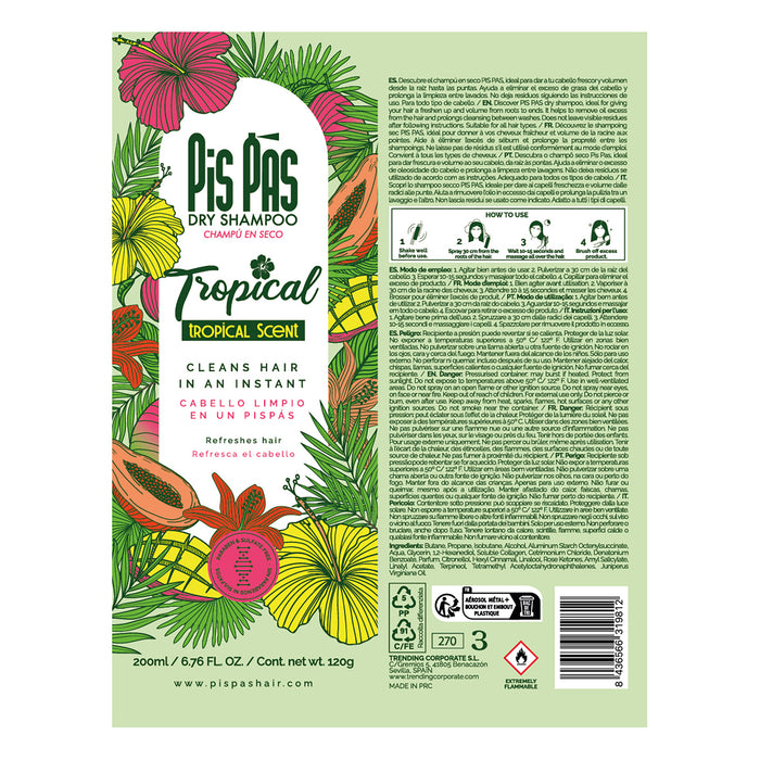 Shampoo a Seco Fragrância Tropical 200ml - Pis Pas - 2