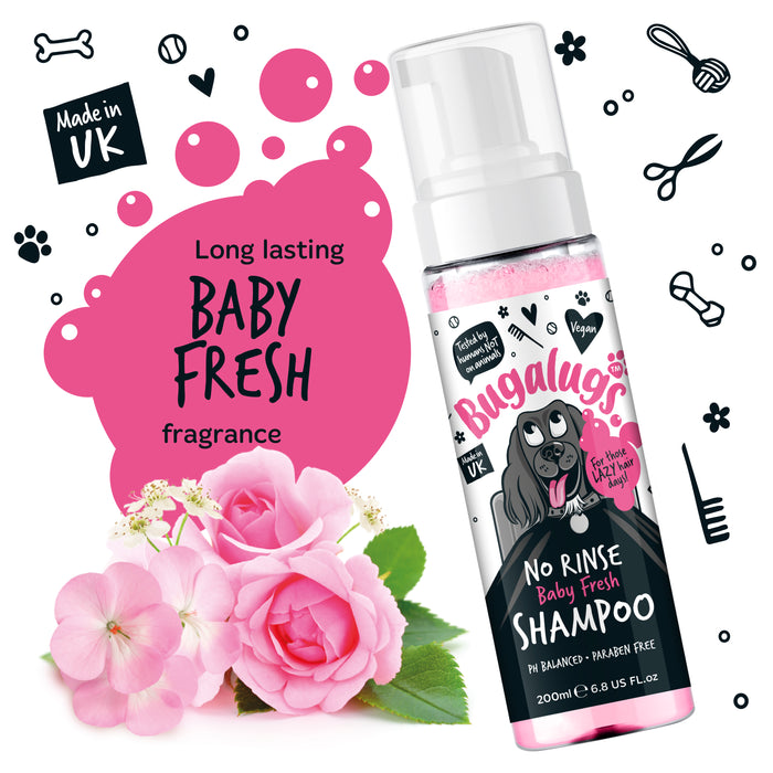 Espuma de Champô Sem Enxaguamento para Cães - Bugalugs : Baby Fresh - 200ml - 2
