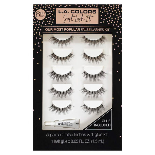 Conjunto de 6 Pares de Cílios e Cola Just Lash It da La Colors - L.A. Colors - 1