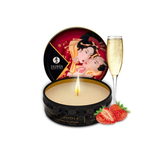 Vela de Massagem Mini Caress by Candelight Morango e Champanhe 30ml - Velas - Shunga - 1