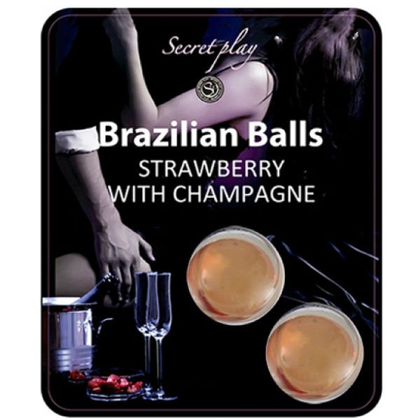 Conjunto 2 Bolas Lubrificantes Bolas Brasileiras Morangos e Cava - Secretplay Cosmetic - Secret Play - 1