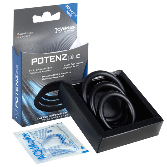 Kit 3 anéis intensificadores de ereção dupla tamanho S, M, L preto - Potenzduo - 1