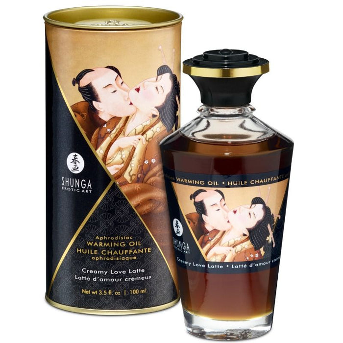 Óleo de massagem erótica Efeito de calor Creamy Love Latte - Óleos - Shunga - 1