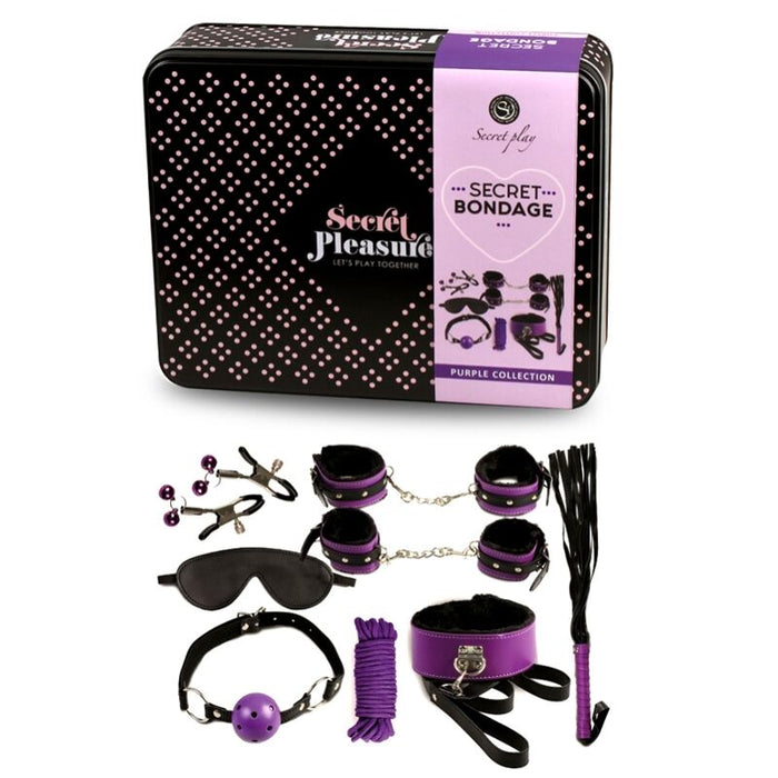 Conjunto de Bdsm Secretplay 8pcs Lilás / Preto - Secretplay 100% Fetish - Secret Play - 1