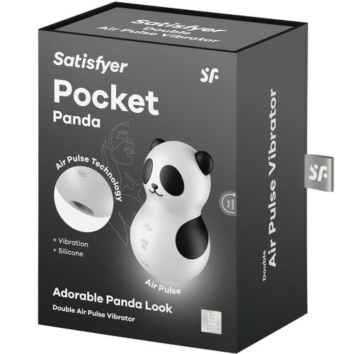 Estimulador e Vibrador Pocket Panda - Branco e Preto - Satisfyer - 1