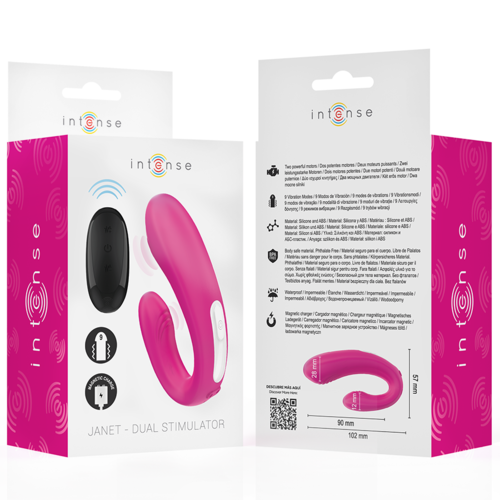 Estimulador e Vibrador Duplo em Forma de U com Controle Remoto - Rosa - Intense - 3