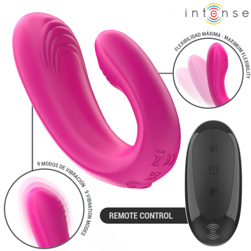 Estimulador e Vibrador Duplo em Forma de U com Controle Remoto - Rosa - Intense - 4