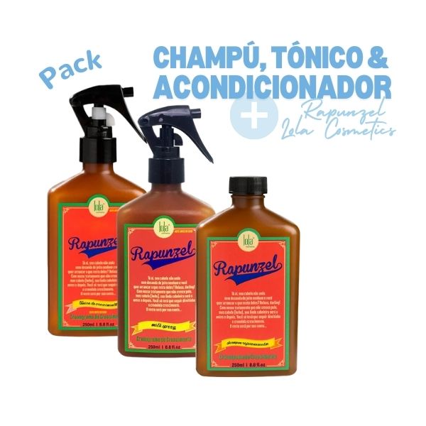 Pack Champô, Tónico e Condicionador Rapunzel - Lola Cosmetics
